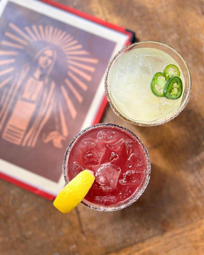 A classic margarita and strawberry margarita from Gracias Madre