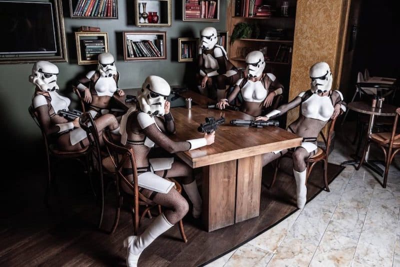 Sexy Strormtroopers relaxing at a table
