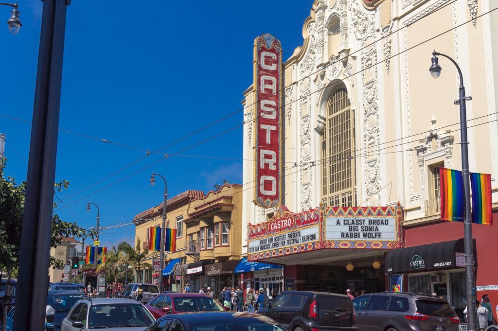 Exterior of Castro Theatre with Castro sign and marquee