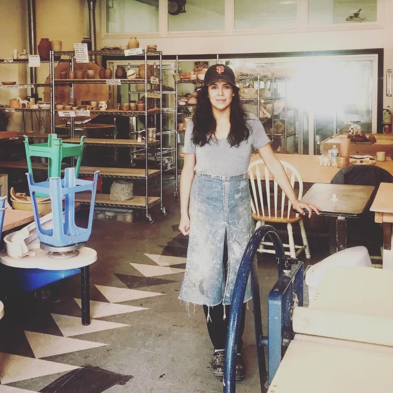 Melissa Rice stands in her pottery studio in San Francisco.