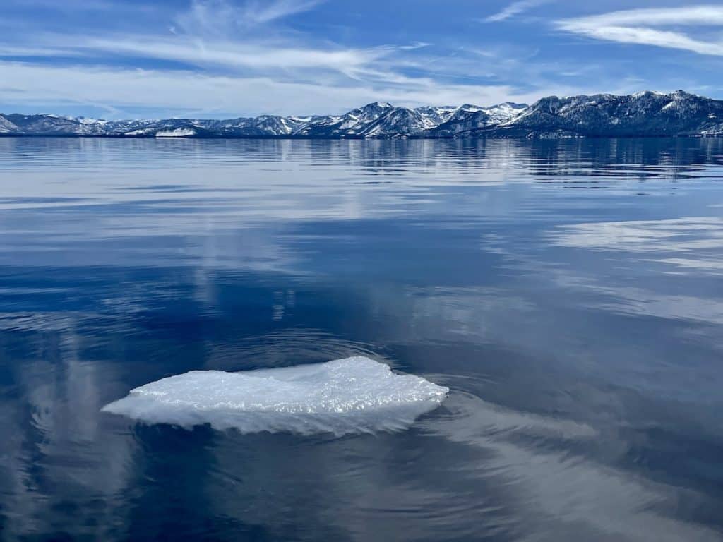 Ice floating on Lake Tahoe
