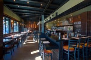 Interiors and dining room at Novy Restaurant in SF