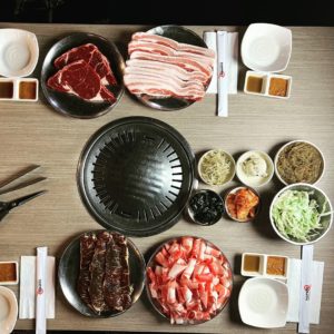 Korean BBQ with meats at YakiniQ in SF