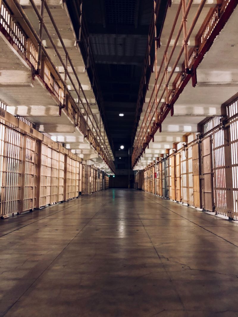 Alcatraz cell block at night