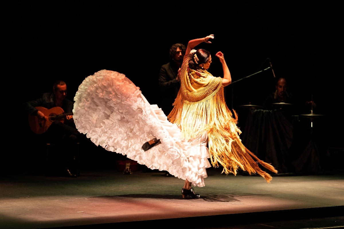 A flamenco performer dancing 