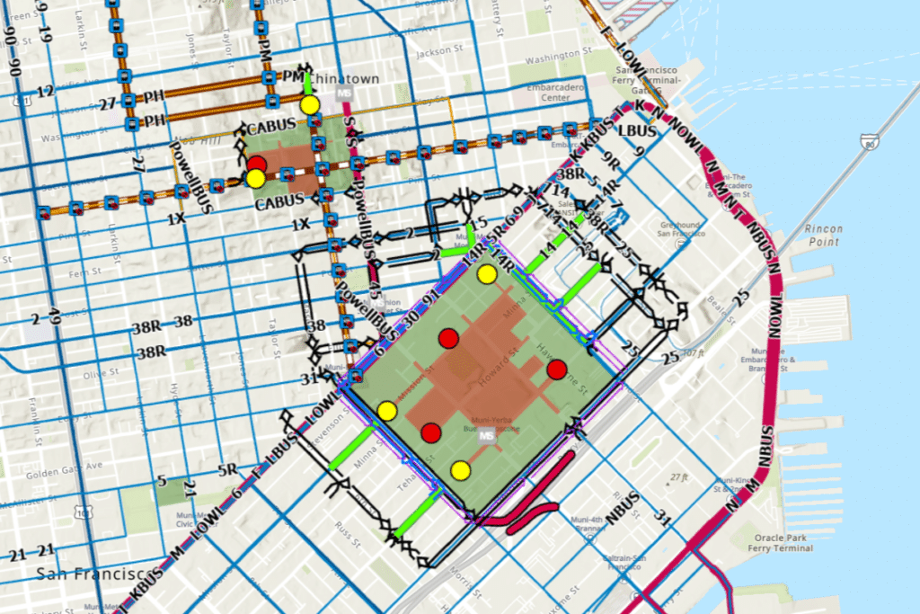Section of APEC Public Map showing Moscone Center Exclusion Zone.